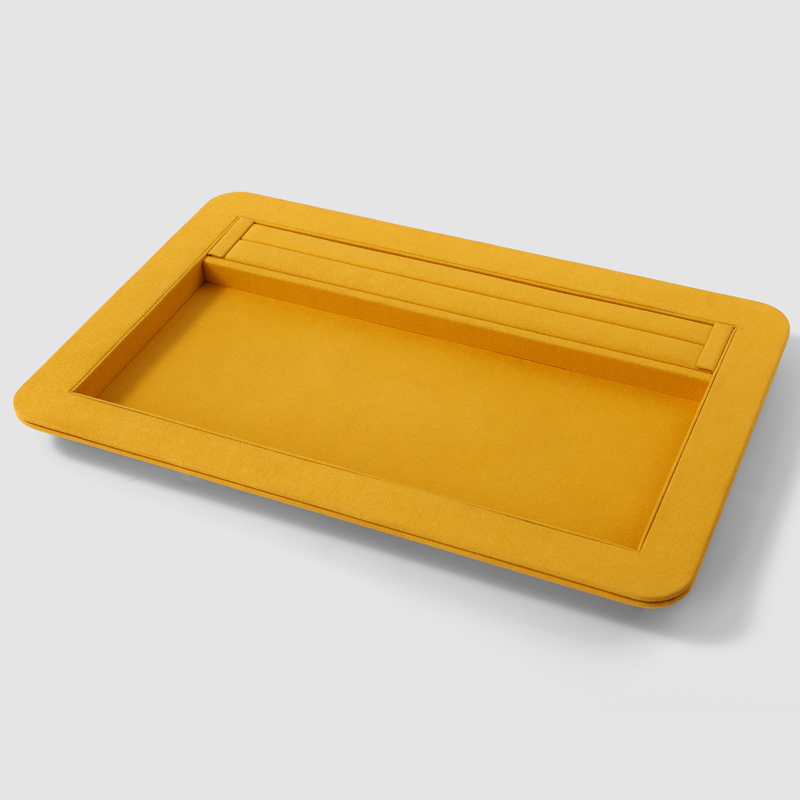 FANXI China Custom New Yellow PU Leather Jewelry Displays For Ring Earrings Bracelet Microfiber Jewelry Display Trays