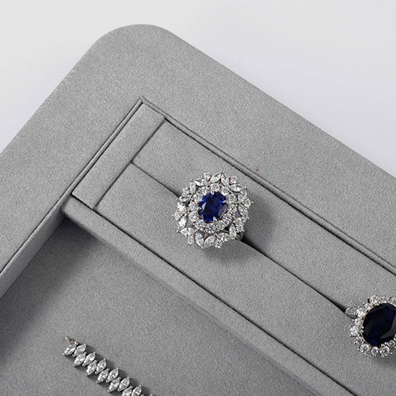 FANXI China Custom New Gray PU Leather Jewelry Displays For Ring Earrings Bracelet Microfiber Jewelry Display Trays