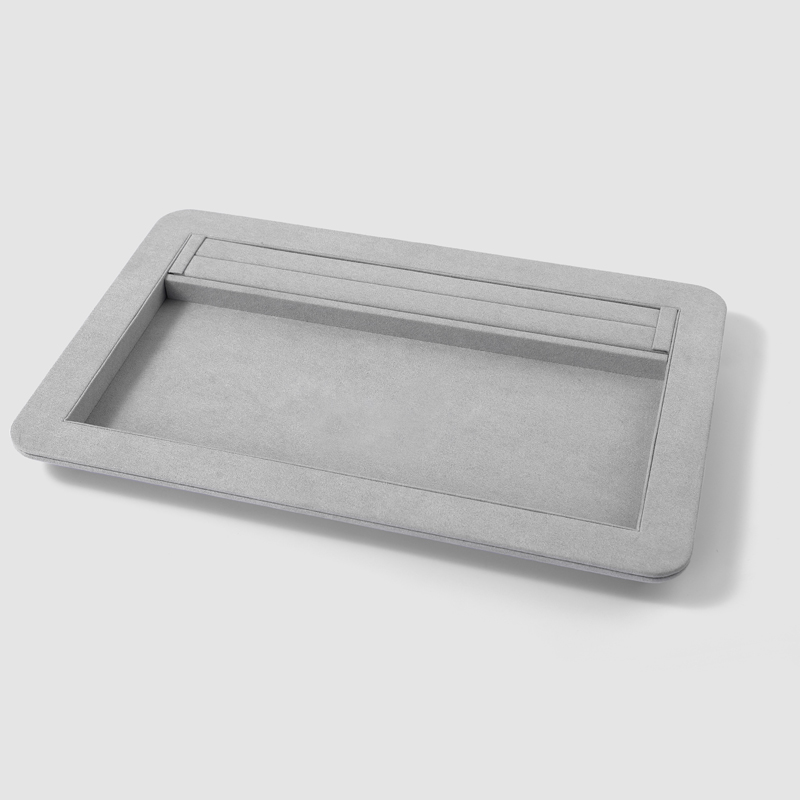 FANXI China Custom New Gray PU Leather Jewelry Displays For Ring Earrings Bracelet Microfiber Jewelry Display Trays