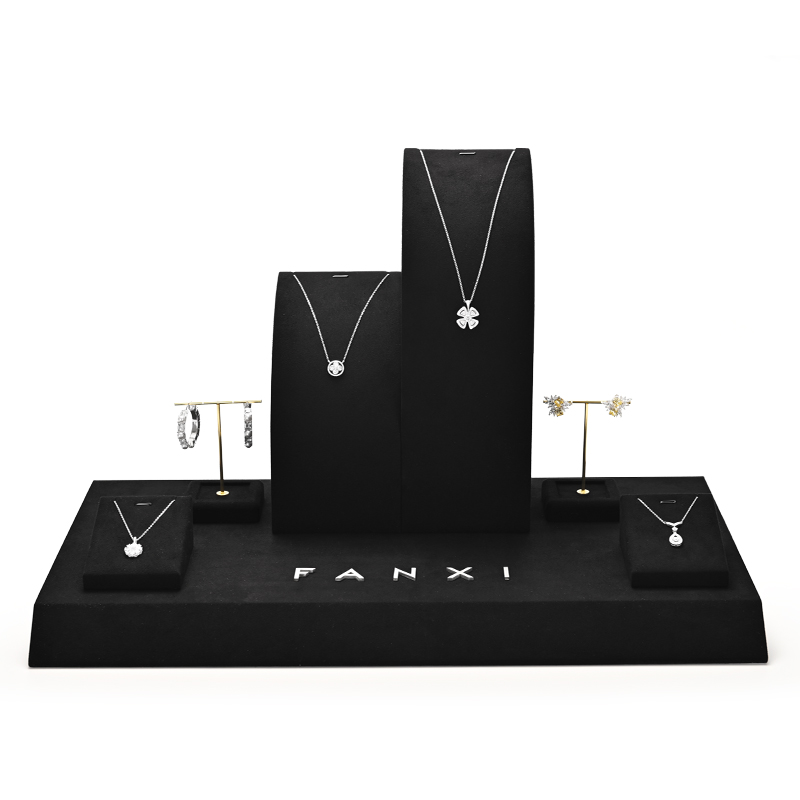 FANXI balck microfiber jewelry display set with custom color and logo