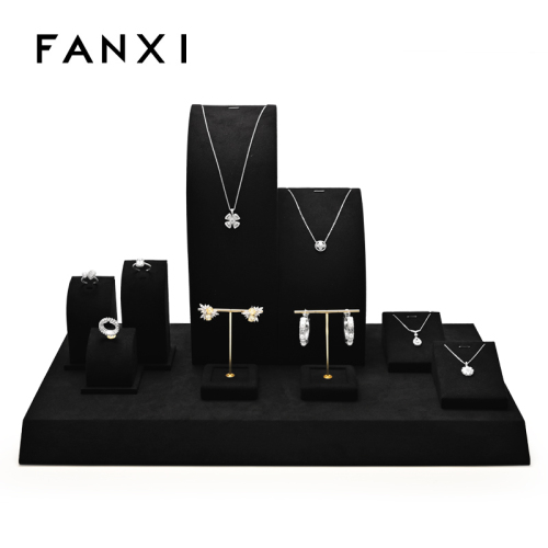 FANXI balck microfiber jewelry display set with custom color and logo