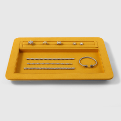 FANXI China Custom New Yellow PU Leather Jewelry Displays For Ring Earrings Bracelet Microfiber Jewelry Display Trays