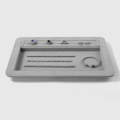 FANXI China Custom New Gray PU Leather Jewelry Displays For Ring Earrings Bracelet Microfiber Jewelry Display Trays