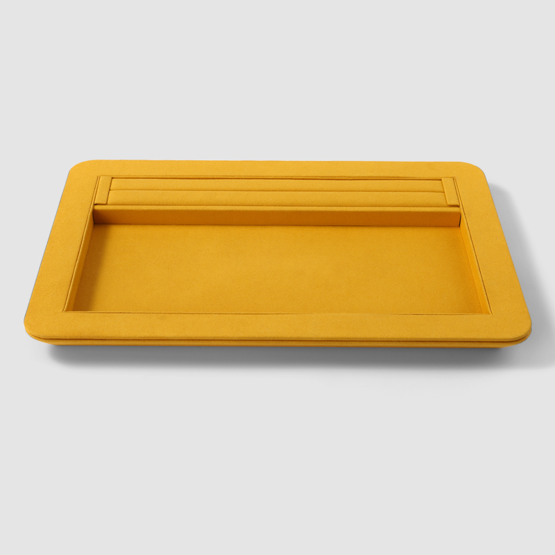 FANXI China Custom New Yellow PU Leather Jewelry Displays For Ring Earrings Bracelet Microfiber Jewelry Display Trays
