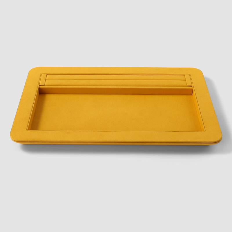 FANXI China Custom New Yellow PU Leather Jewelry Displays For Ring Earrings Bracelet Microfiber Jewelry Display Trays