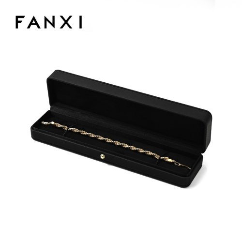 FANXI jewelry storage box costom logo wholesale black necklace box luxury travel storage leather jewelry box packaging