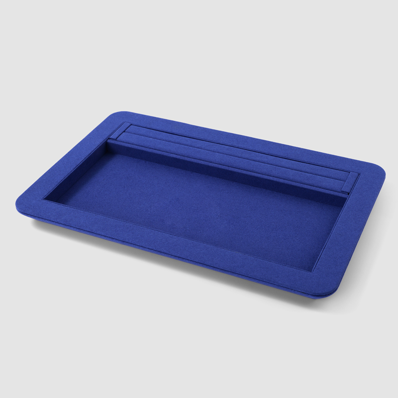 FANXI China Custom New Blue PU Leather Jewelry Displays For Ring Earrings Bracelet Microfiber Jewelry Display Trays