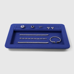 FANXI China Custom New Blue PU Leather Jewelry Displays For Ring Earrings Bracelet Microfiber Jewelry Display Trays