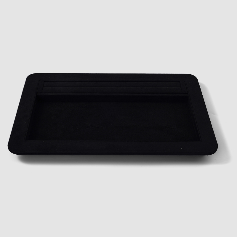 FANXI China Custom New BLACK PU Leather Jewelry Displays For Ring Earrings Bracelet Microfiber Jewelry Display Trays