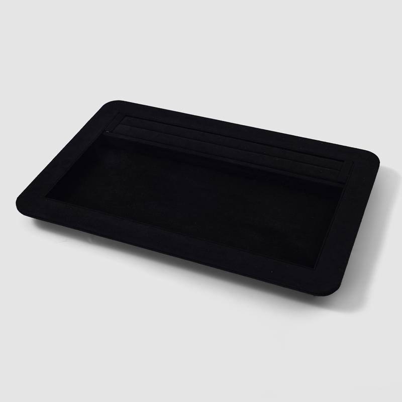 FANXI China Custom New BLACK PU Leather Jewelry Displays For Ring Earrings Bracelet Microfiber Jewelry Display Trays