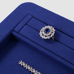 FANXI China Custom New Blue PU Leather Jewelry Displays For Ring Earrings Bracelet Microfiber Jewelry Display Trays