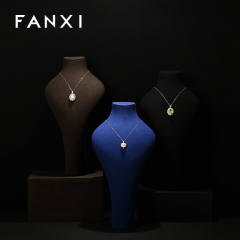 FANXI Microfiber pendant necklace display bust wholesale high quality customize logo jewerly display sets