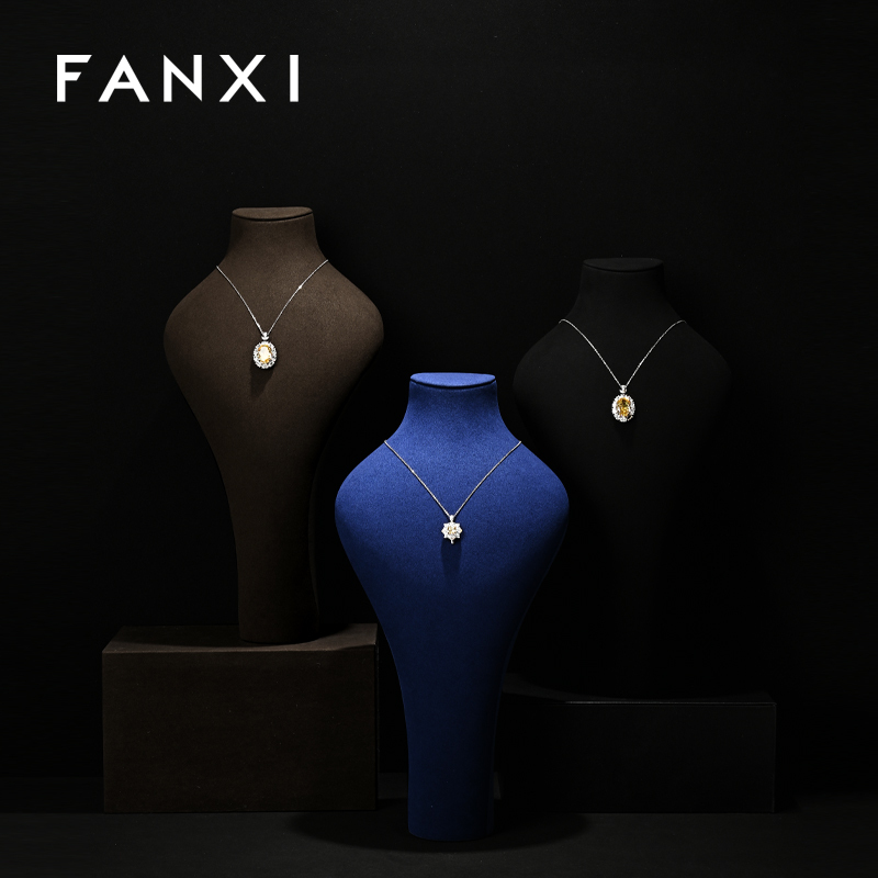 FANXI Microfiber pendant necklace display bust wholesale high quality customize logo jewerly display sets