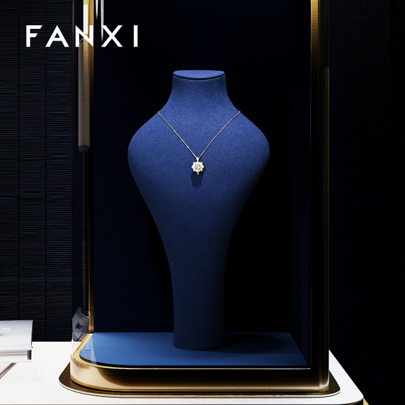 FANXI Microfiber pendant necklace display bust wholesale high quality customize logo jewerly display sets