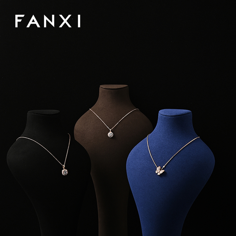 FANXI Microfiber pendant necklace display bust wholesale high quality customize logo jewerly display sets
