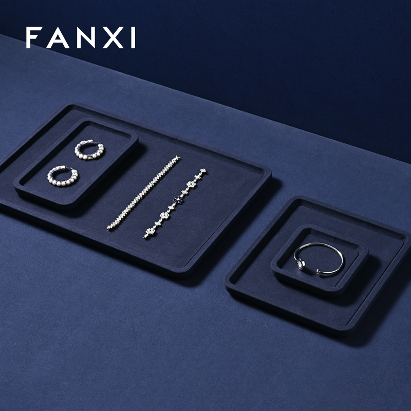 FANXI P199-202 Customized microfiber linen jewelry display tray Original necklace bracelet jewelry storage rack