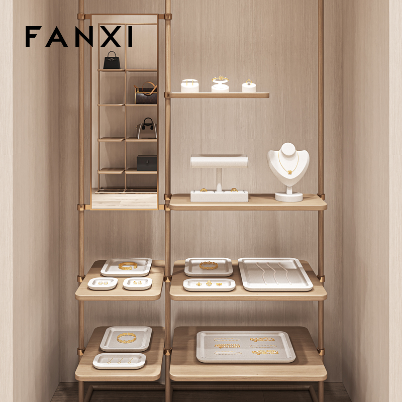 FANXI P199-202 Customized microfiber linen jewelry display tray Original necklace bracelet jewelry storage rack