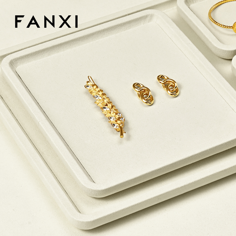 FANXI P199-202 Customized microfiber linen jewelry display tray Original necklace bracelet jewelry storage rack