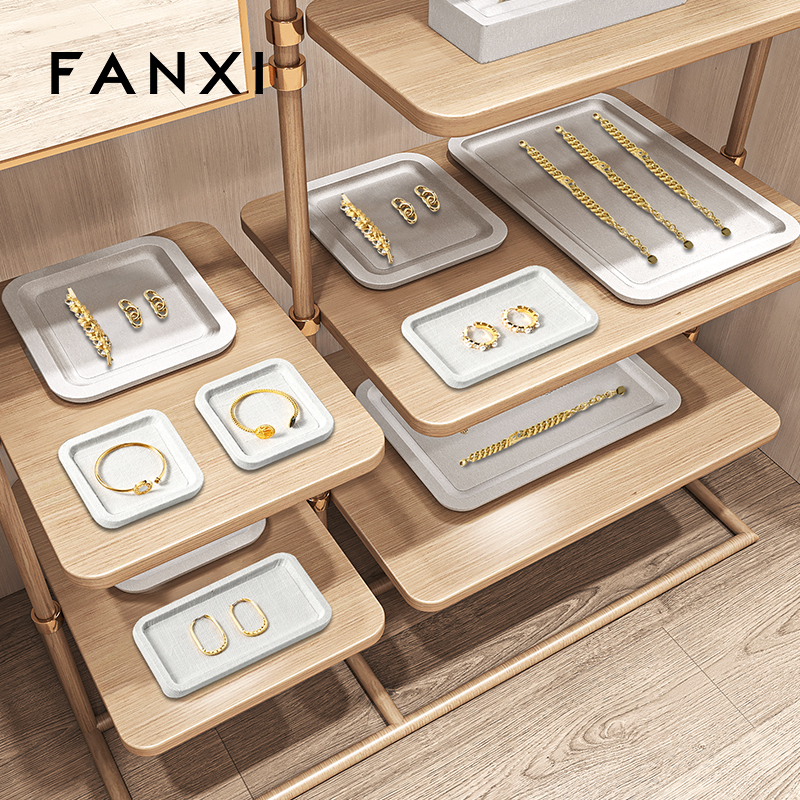 FANXI P199-202 Customized microfiber linen jewelry display tray Original necklace bracelet jewelry storage rack
