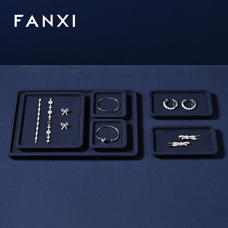 FANXI P199-202 Customized microfiber linen jewelry display tray Original necklace bracelet jewelry storage rack