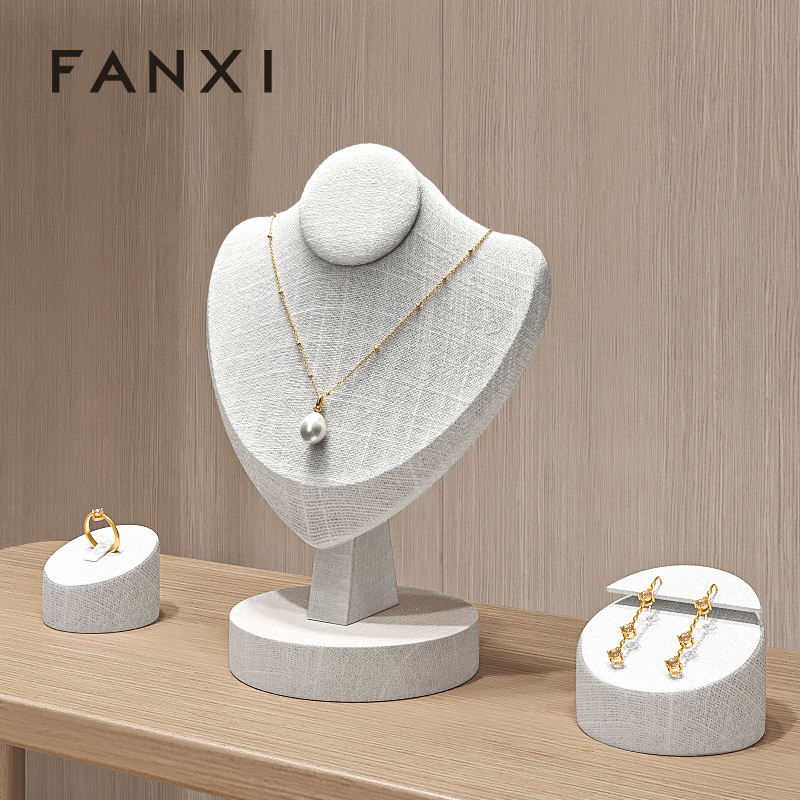 FANXI RX099 Portrait neck stand microfiber necklace display stand linen neck mold jewelry display props necklace stand