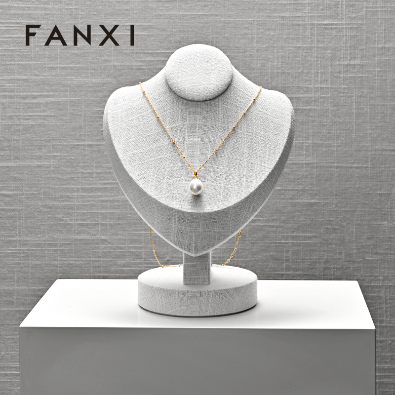 FANXI RX099 Portrait neck stand microfiber necklace display stand linen neck mold jewelry display props necklace stand