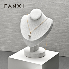 FANXI RX099 Portrait neck stand microfiber necklace display stand linen neck mold jewelry display props necklace stand