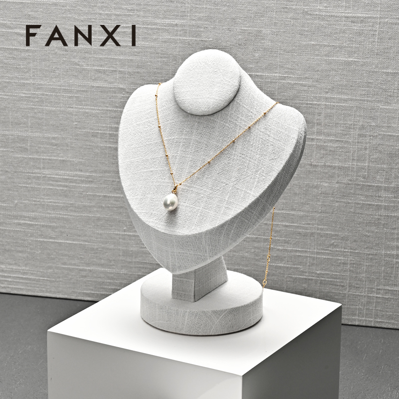FANXI RX099 Portrait neck stand microfiber necklace display stand linen neck mold jewelry display props necklace stand