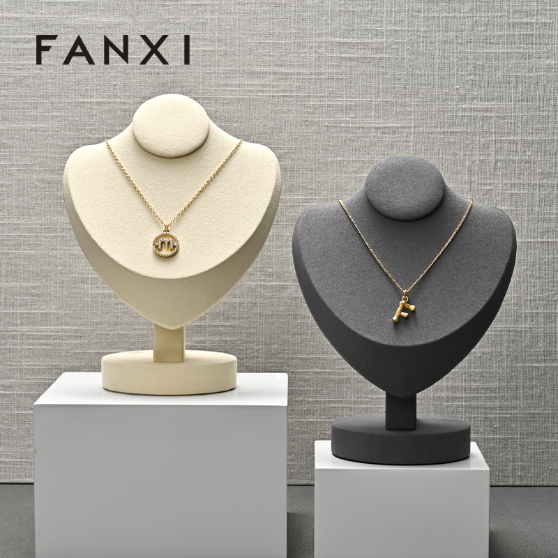 FANXI RX099 Portrait neck stand microfiber necklace display stand linen neck mold jewelry display props necklace stand