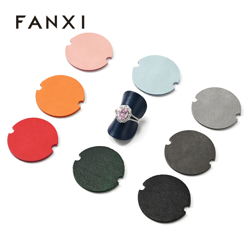 FANXI PJ002 Circular PU leather ring piece creative multi-color leather ring counter display props