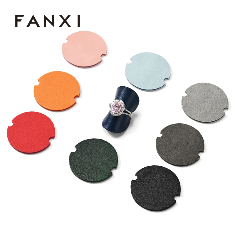 FANXI PJ002 Circular PU leather ring piece creative multi-color leather ring counter display props