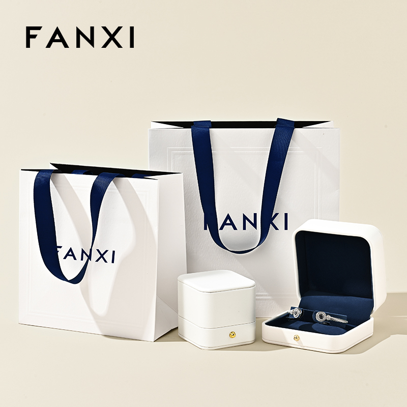 FANXI D066 Jewelry Gift Bag Jewelry Storage Bag Handbag Blue Ribbon Jewelry Bag Packaging Bag Customization