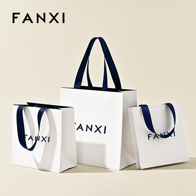 FANXI D066 Jewelry Gift Bag Jewelry Storage Bag Handbag Blue Ribbon Jewelry Bag Packaging Bag Customization