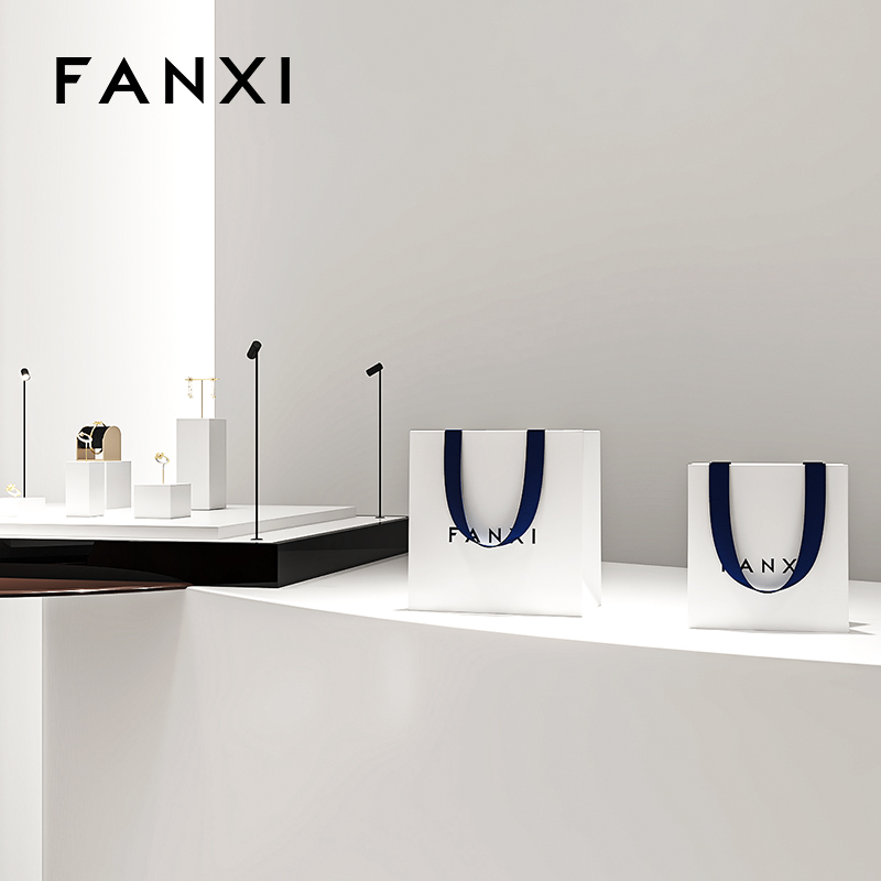 FANXI D066 Jewelry Gift Bag Jewelry Storage Bag Handbag Blue Ribbon Jewelry Bag Packaging Bag Customization