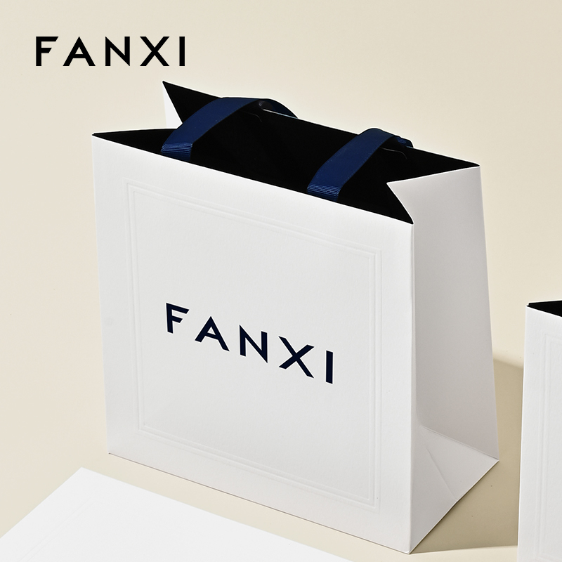 FANXI D066 Jewelry Gift Bag Jewelry Storage Bag Handbag Blue Ribbon Jewelry Bag Packaging Bag Customization