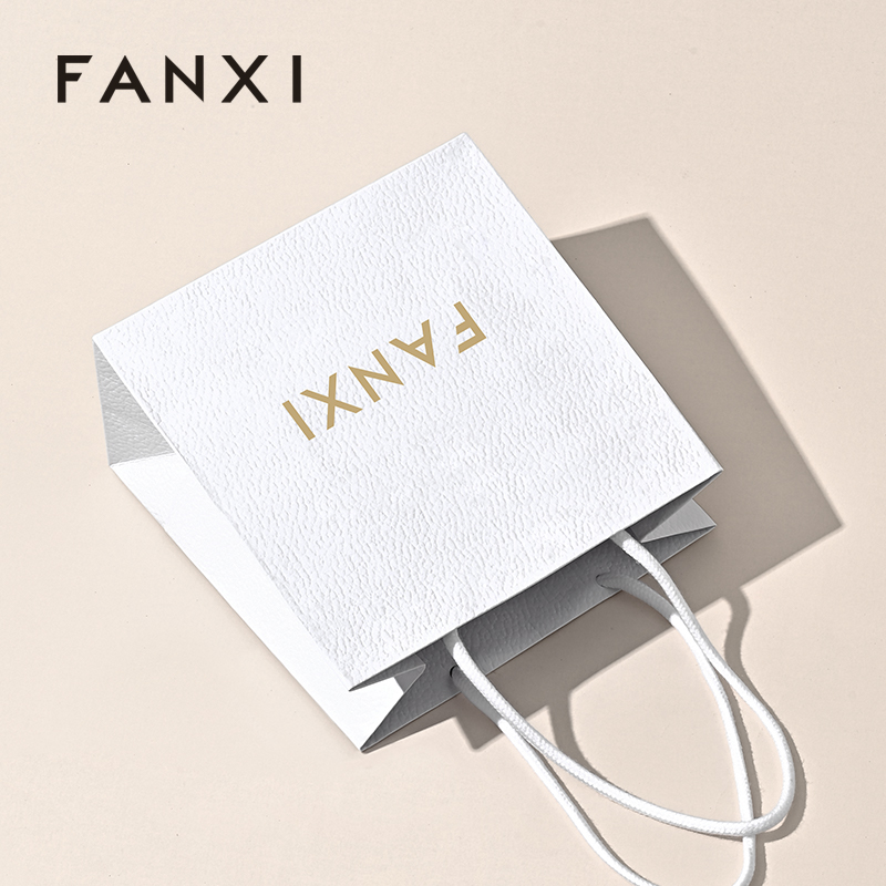 FANXI D072 Custom Printed Logo Luxury Gift Paper Bag Retail Shopping Jewelry Gift Paper Bags with Your Own Logo