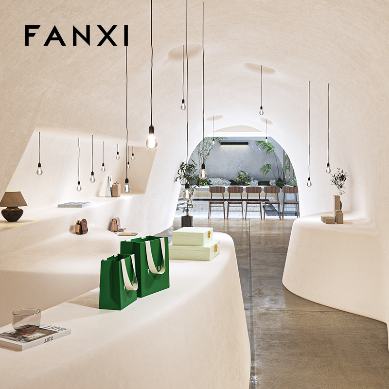 FANXI D068 High Quality Green Paper Bag Custom Logo Printed Luxury Paper Gift Shopping Jewelry Packaging Paper Bags with Handles