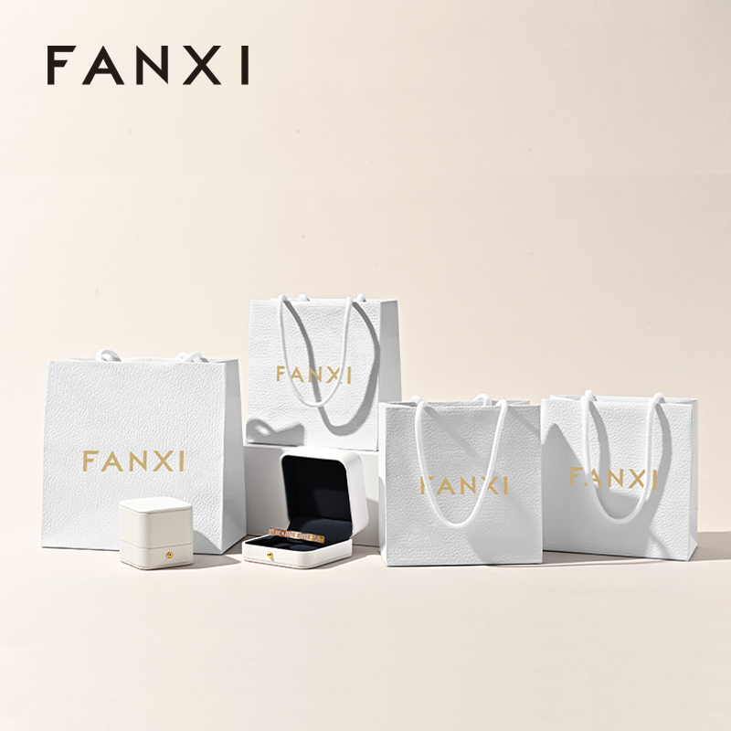 FANXI D072 Custom Printed Logo Luxury Gift Paper Bag Retail Shopping Jewelry Gift Paper Bags with Your Own Logo