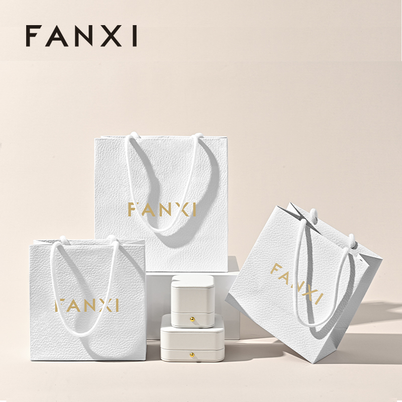 FANXI D072 Custom Printed Logo Luxury Gift Paper Bag Retail Shopping Jewelry Gift Paper Bags with Your Own Logo