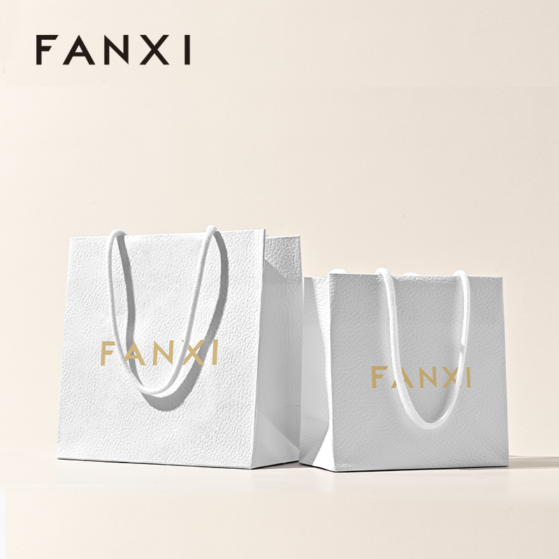 FANXI D072 Custom Printed Logo Luxury Gift Paper Bag Retail Shopping Jewelry Gift Paper Bags with Your Own Logo