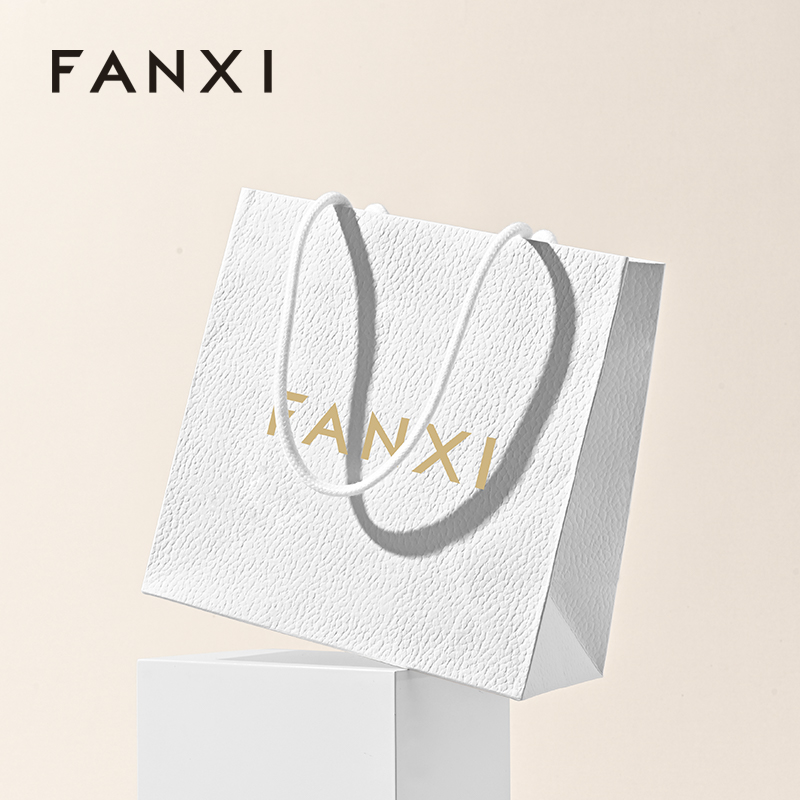 FANXI D072 Custom Printed Logo Luxury Gift Paper Bag Retail Shopping Jewelry Gift Paper Bags with Your Own Logo