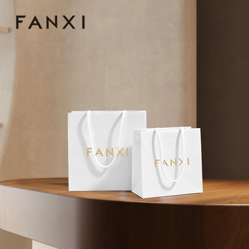 FANXI D072 Custom Printed Logo Luxury Gift Paper Bag Retail Shopping Jewelry Gift Paper Bags with Your Own Logo