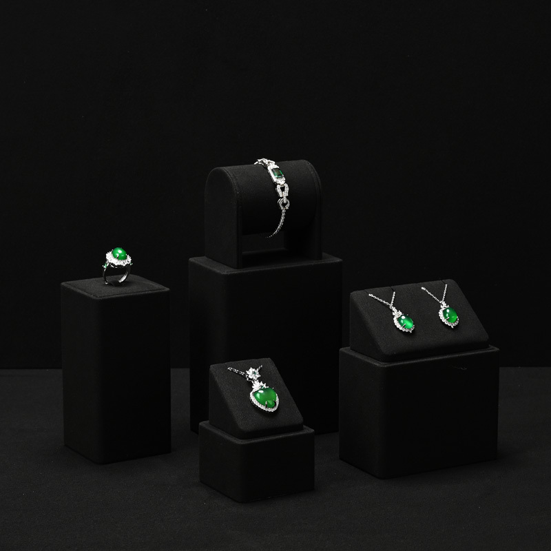 FANXI TT229 black microfiber jewelry square style ring pendant earring exhibition