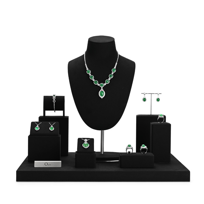FANXI TT229 black microfiber jewelry square style ring pendant earring exhibition
