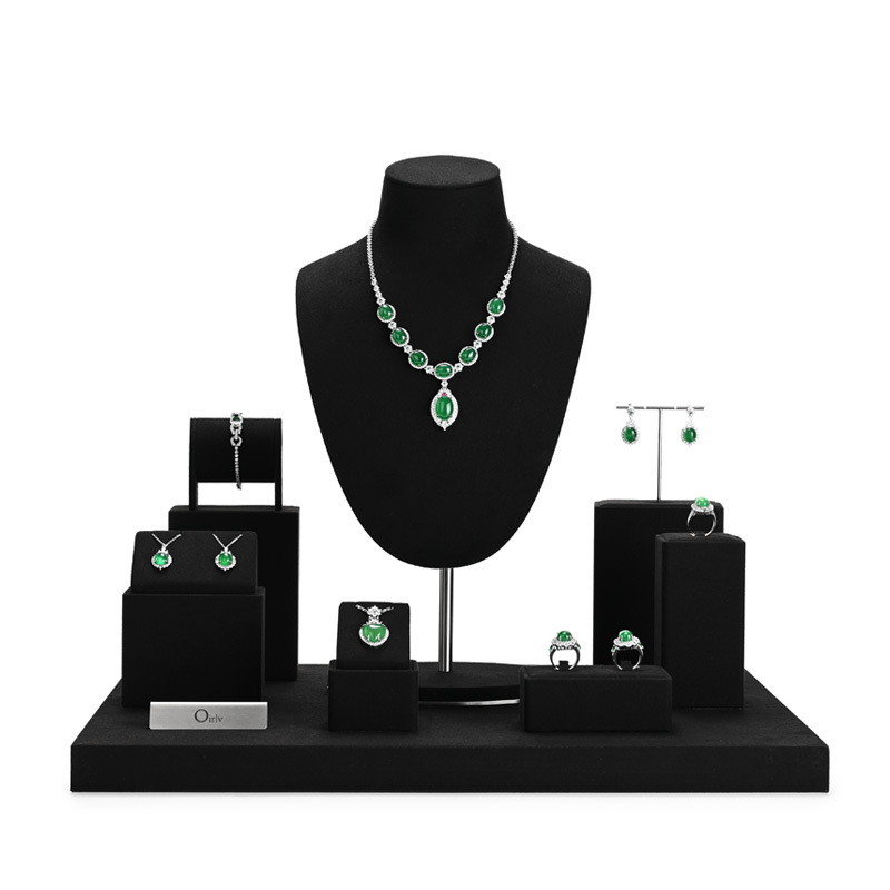 FANXI TT229 black microfiber jewelry square style ring pendant earring exhibition