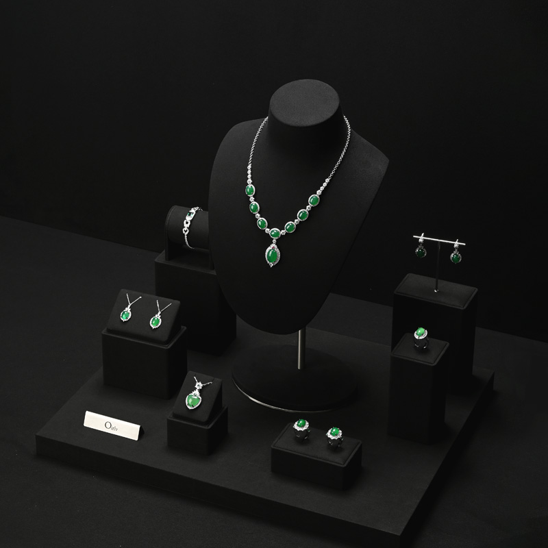 FANXI TT229 black microfiber jewelry square style ring pendant earring exhibition