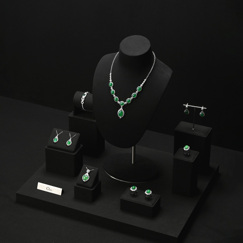 FANXI TT229 black microfiber jewelry square style ring pendant earring exhibition