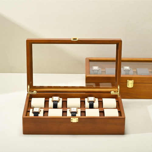FANXI X048 Custom logo 10 slots luxury PU leather gift packaging watch storage box black single watch case band strap display box