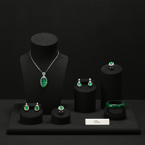 FANXI TT154 New black microfiber high end jewelry Display sets for ring necklace Jewelry Window display