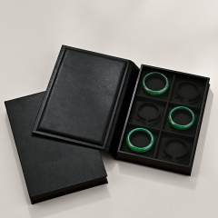 FANXI P151 new design black PU leather outside with black microfiber inside book shape jewelry display tray